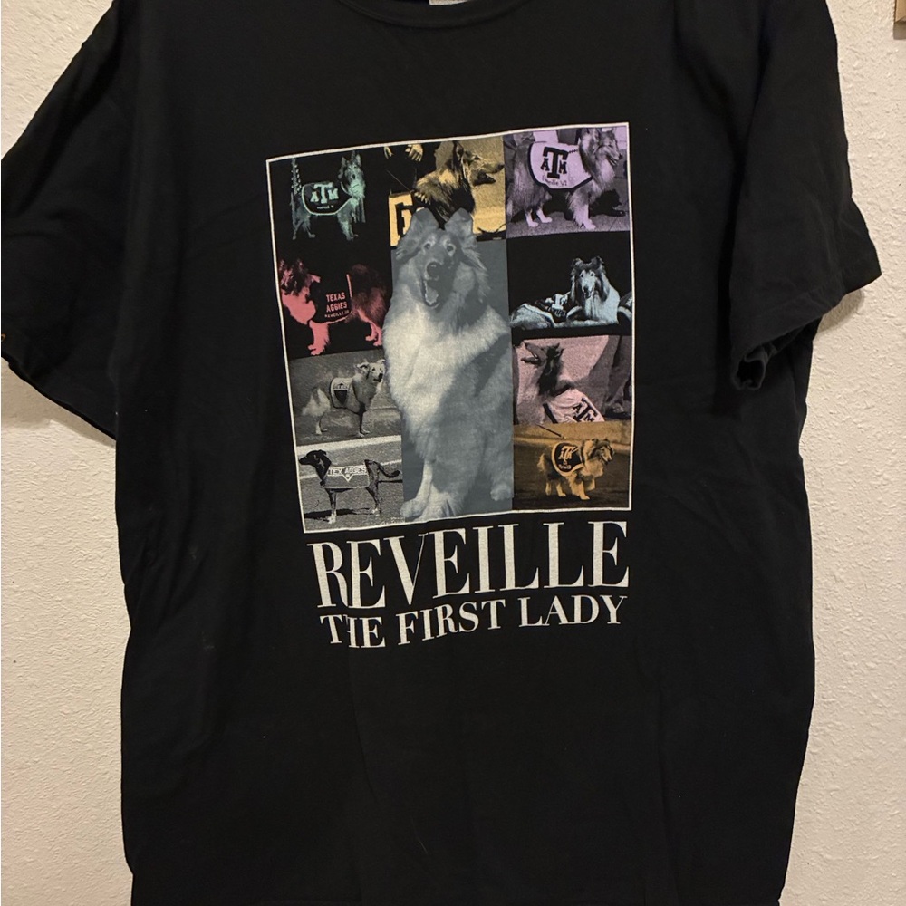 Black Graphic T-Shirt with Reveille Design